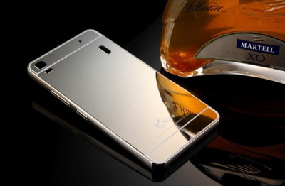Други Бъмпъри за телефони Луксозен алуминиев бъмпър с твърд гръб огледален за Lenovo A7000 / Lenovo K3 NOTE черен